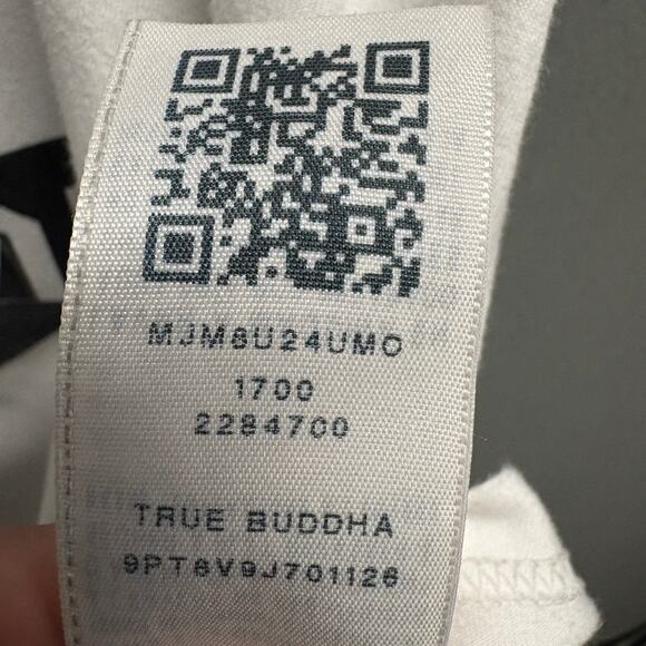 True Religion Men's White Red Striped Graphic Buddah Short Sleeve T-Shirt M - Picture 6 of 10